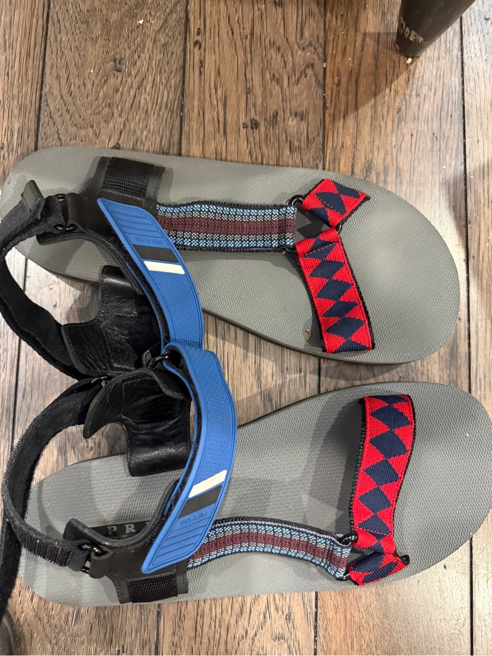 Prada Blue and Black Velcro Sport Sandals
